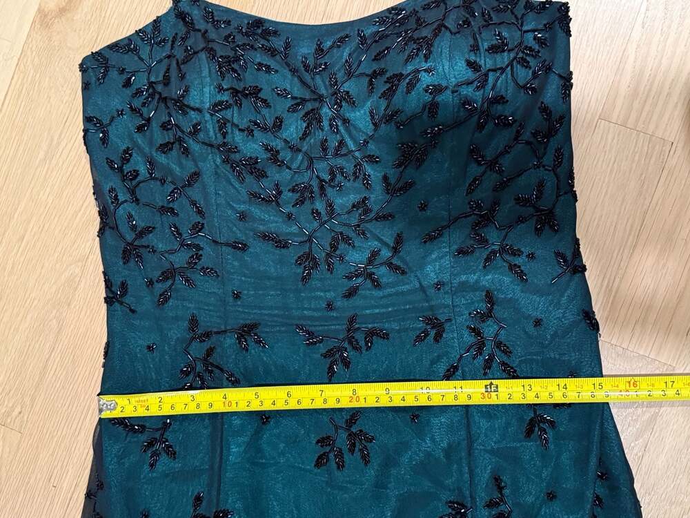 Cache Women's Green Beaded Silk Floral Evening Gown Size 10 - Picture 7 of 9